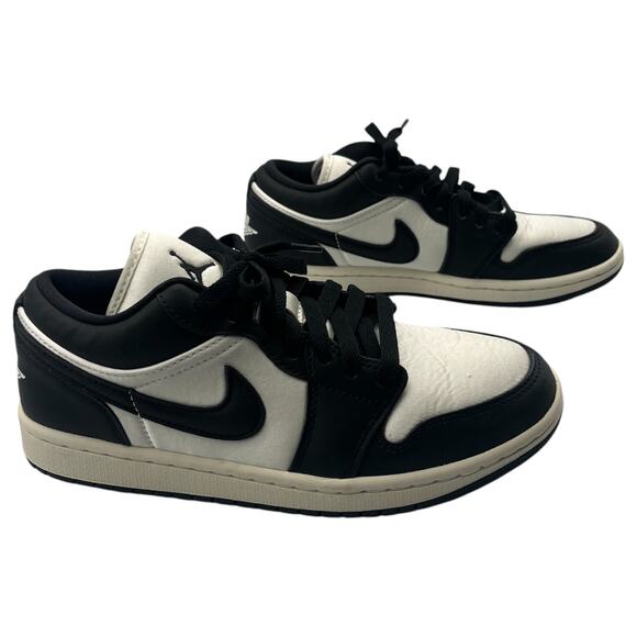 Nike Womens Air Jordan 1 Low SE Vintage Panda Sneakers Shoes Black White Size 7 - Picture 1 of 8